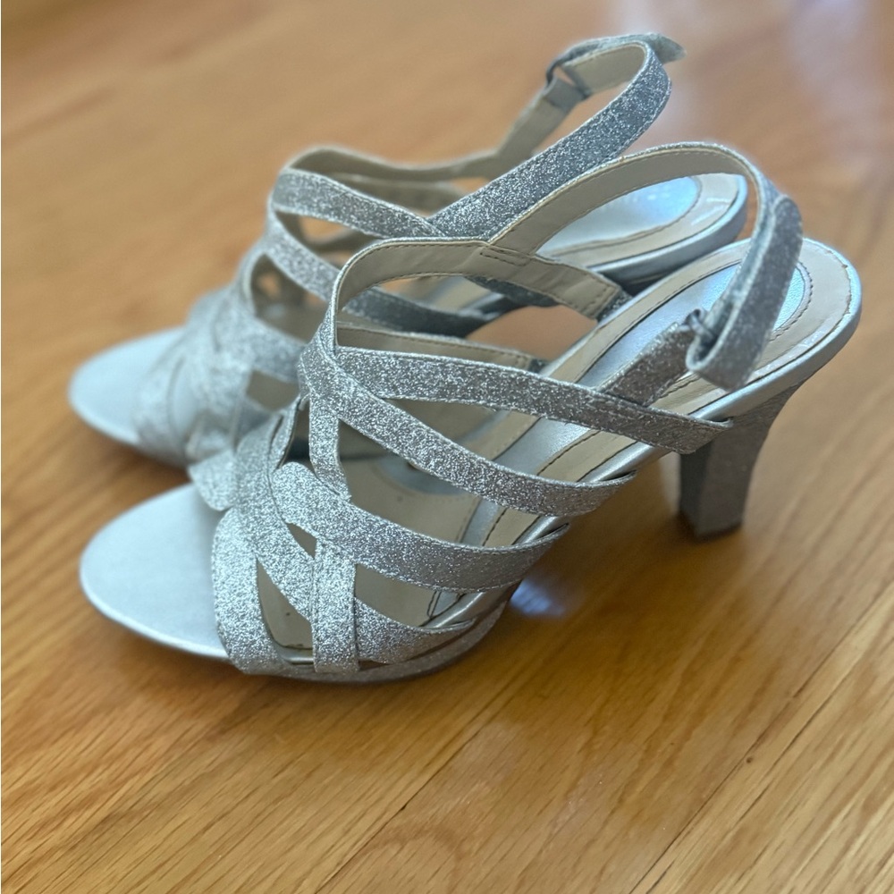 Elegant Silver Strappy Heels